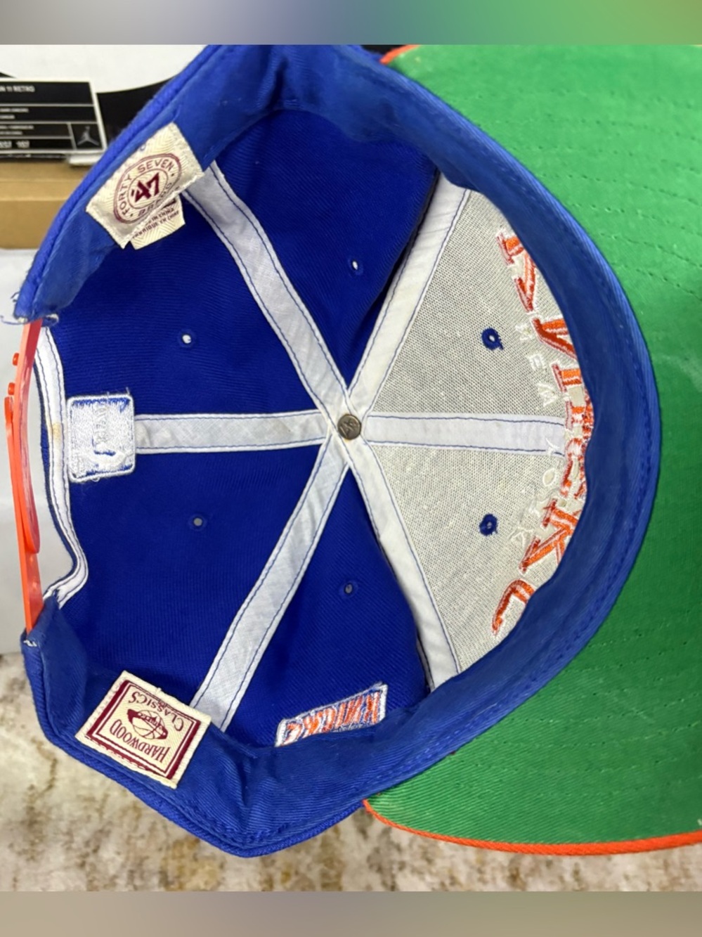 Mitchell Ness New York KNICKS Basic Basketball NBA Snapback Hat Blue Orange - Picture 8 of 11
